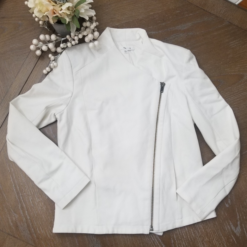 HELMUT LANG White Ponte Moto Jacket Size:L - Picture 5 of 8
